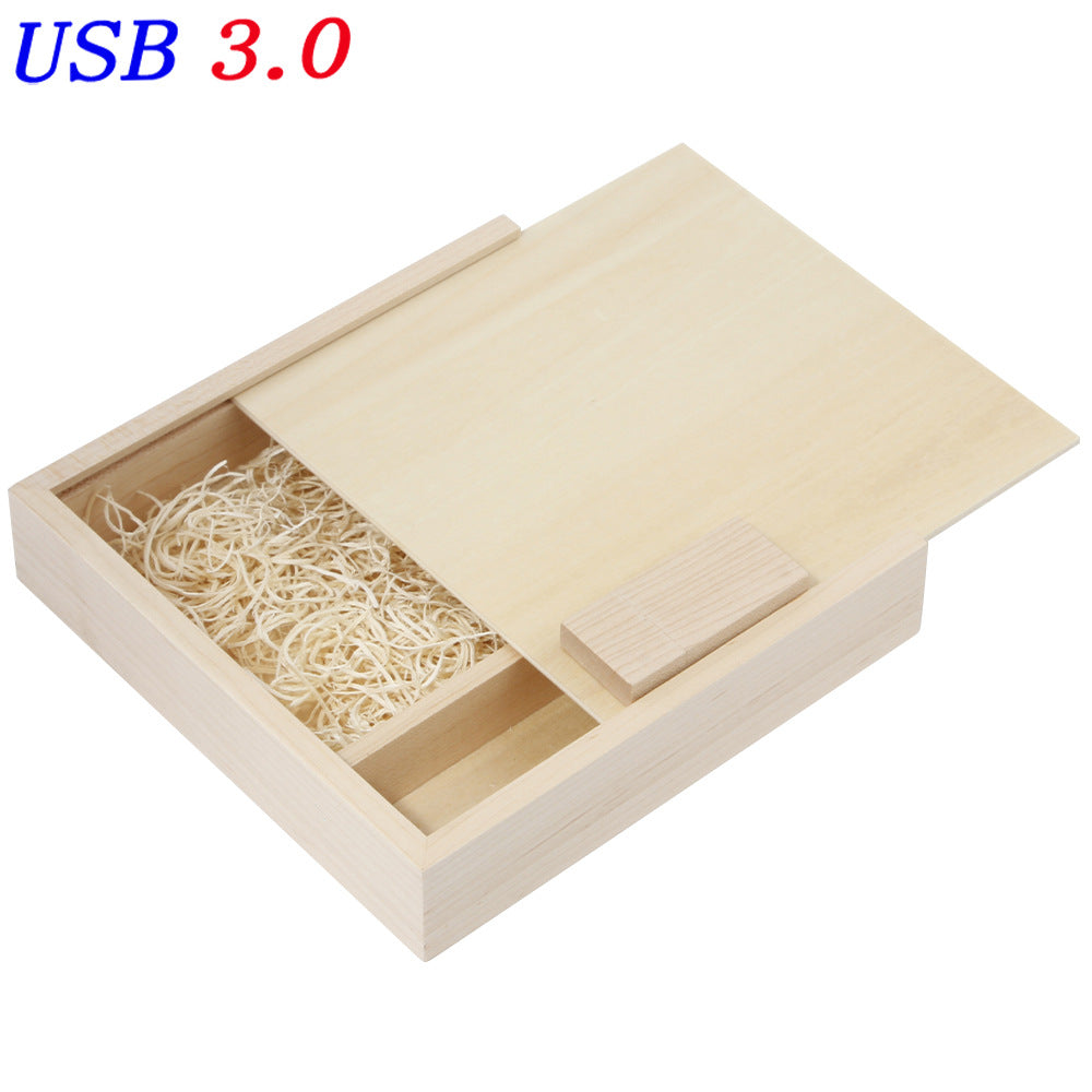 Direct wooden photo album box + wooden USB flash drive for wedding photography 3.0 64GB