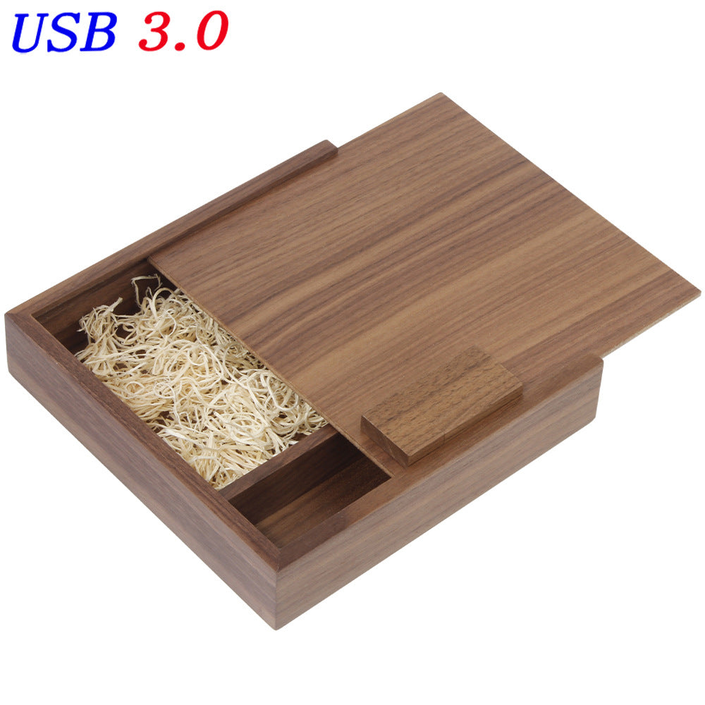 Direct wooden photo album box + wooden USB flash drive for wedding photography 3.0 64GB