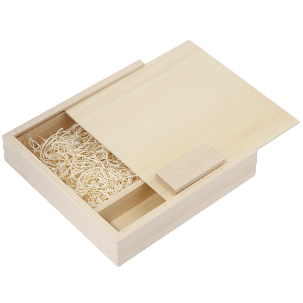 Direct wooden photo album box + wooden USB flash drive for wedding photography 3.0 64GB